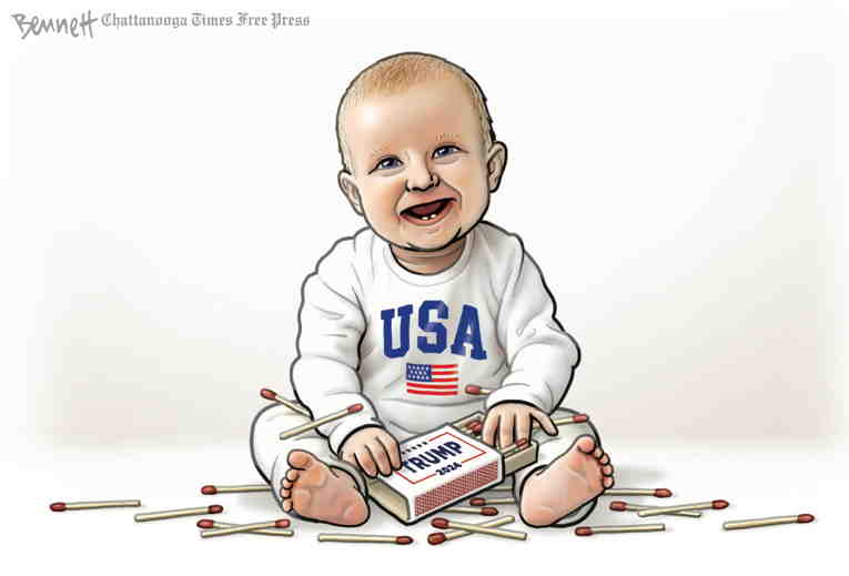 Political/Editorial Cartoon by Clay Bennett, Chattanooga Times Free Press on Trump Ahead in Polls