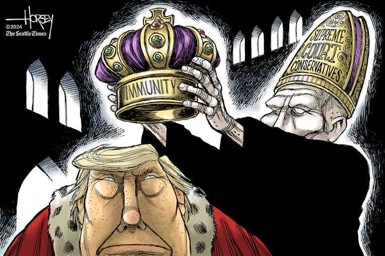 Political/Editorial Cartoon by David Horsey on Supreme Court Anoints King