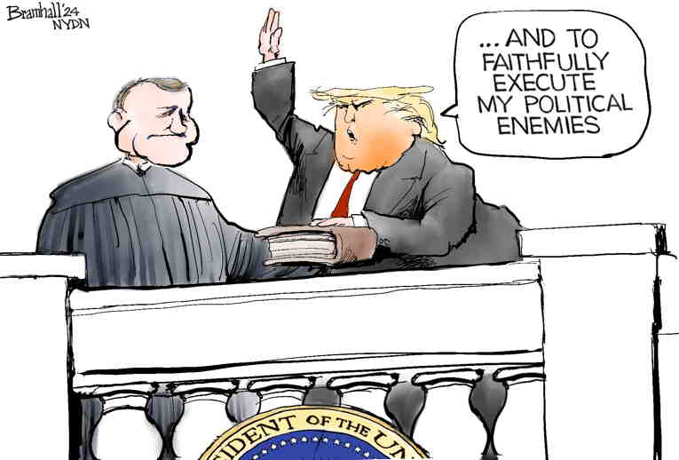 Political/Editorial Cartoon by Bill Bramhall, New York Daily News on Supreme Court Anoints King