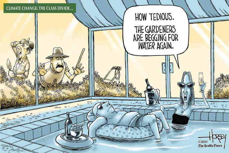 Political/Editorial Cartoon by David Horsey on Climate Catastrophe Accelerates