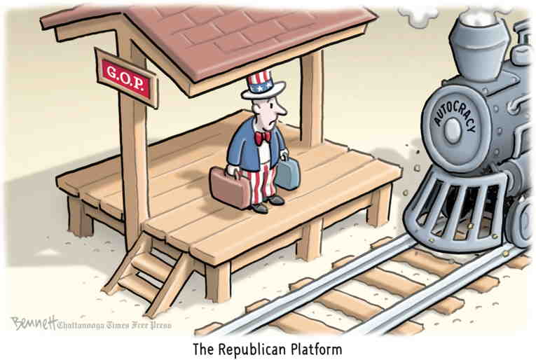 Political/Editorial Cartoon by Clay Bennett, Chattanooga Times Free Press on Republicans Hold Their Convention