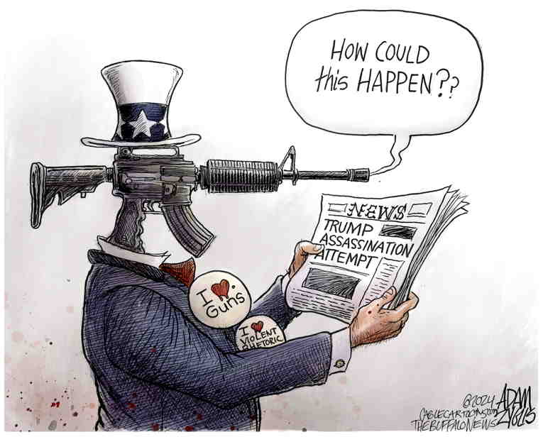 Political/Editorial Cartoon by Adam Zyglis, The Buffalo News on Suspected Shooter’s Motive Unclear