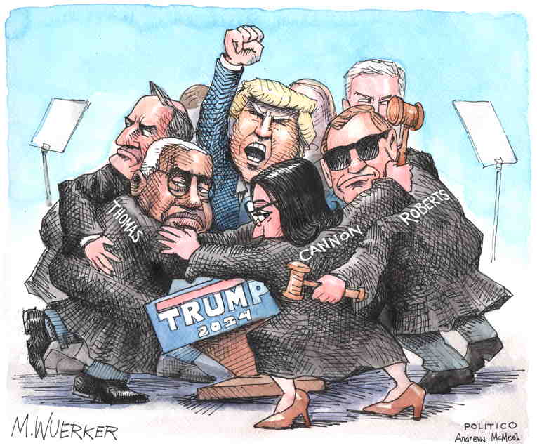 Political/Editorial Cartoon by Matt Wuerker, Politico on Trump Survives Assassination Attempt