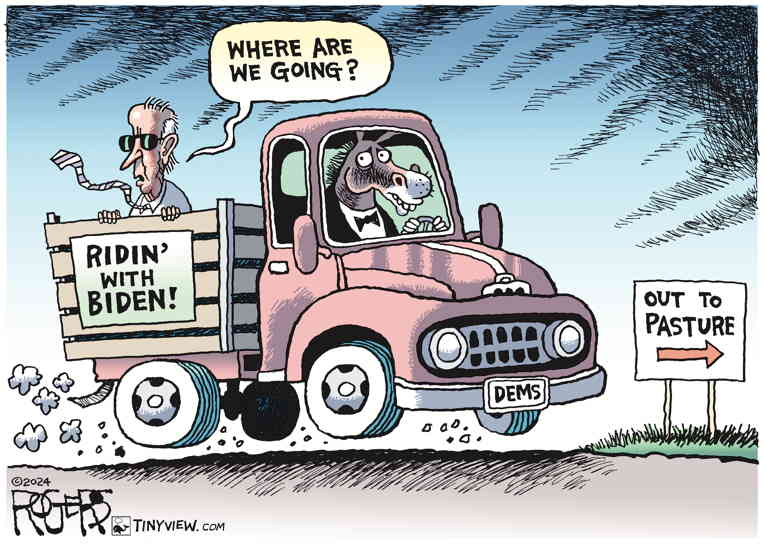 Political/Editorial Cartoon by Rob Rogers on Biden Pressured to Step Aside