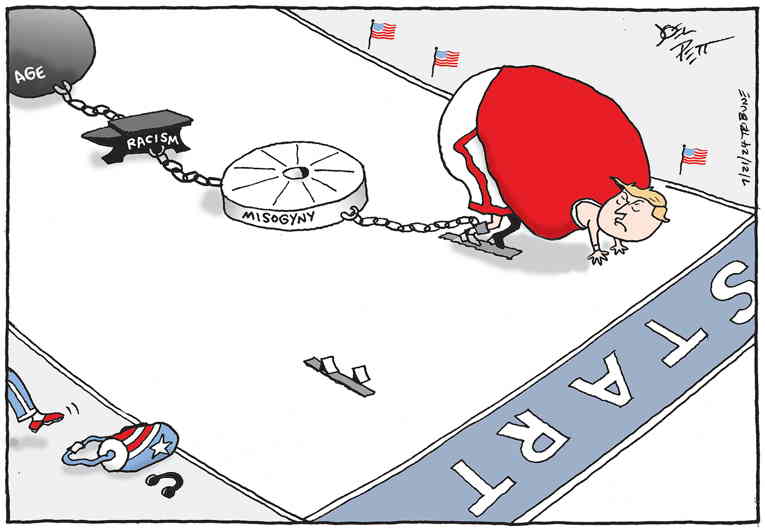 Political/Editorial Cartoon by Joel Pett, Lexington Herald-Leader, CWS/CartoonArts Intl. on Trumpublicans Scramble to Adapt