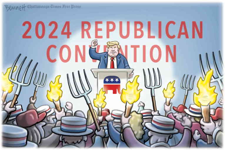 Political/Editorial Cartoon by Clay Bennett, Chattanooga Times Free Press on Trump Speaks at Convention