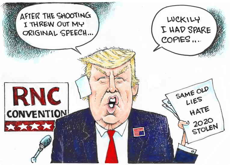 Political/Editorial Cartoon by Dave Granlund on Trump Speaks at Convention