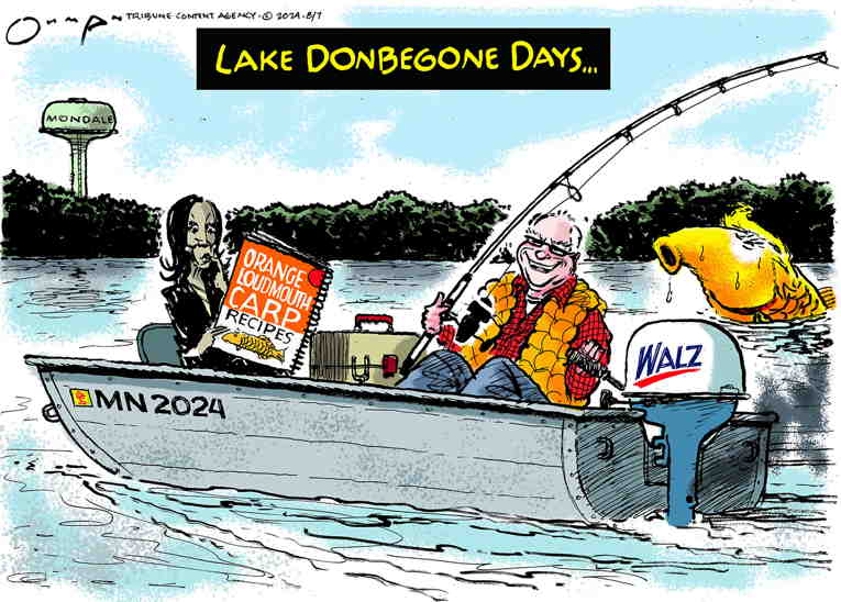 Political/Editorial Cartoon by Jack Ohman, The Oregonian on Harris Chooses Tim Walz