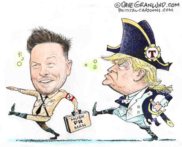 Political/Editorial Cartoon by Dave Granlund on Elon Goes Full MAGA