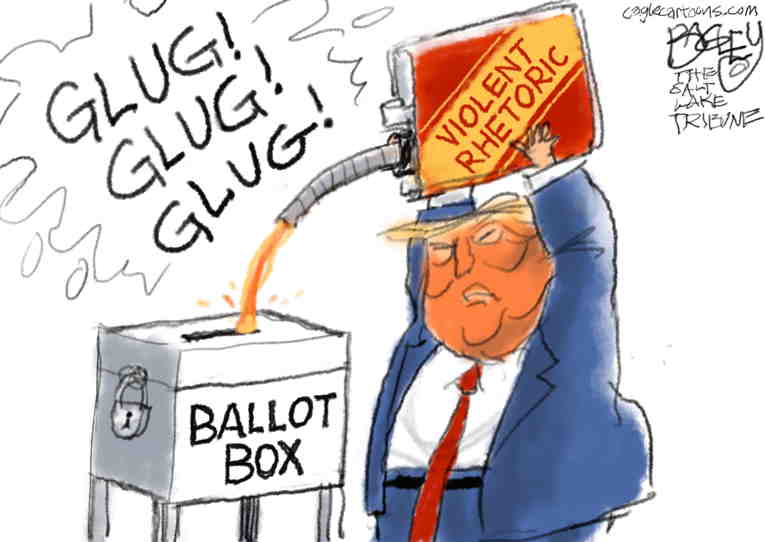 Political/Editorial Cartoon by Pat Bagley, Salt Lake Tribune on Trump Back on Campaign Trail