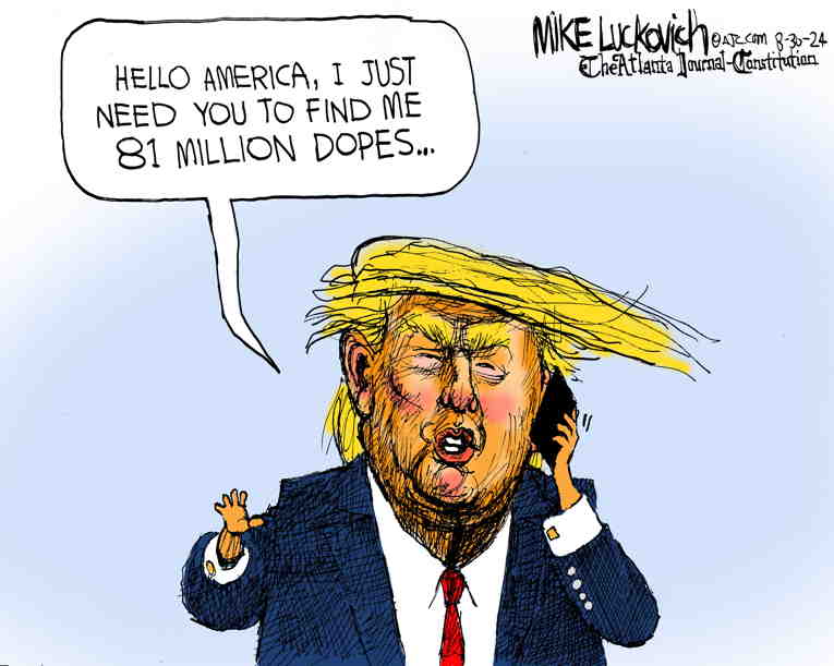 Political/Editorial Cartoon by Mike Luckovich, Atlanta Journal-Constitution on Trump Back on Campaign Trail