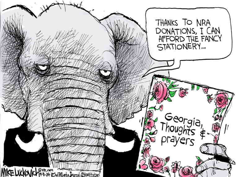 Political/Editorial Cartoon by Mike Luckovich, Atlanta Journal-Constitution on Children Shot Dead in Georgia