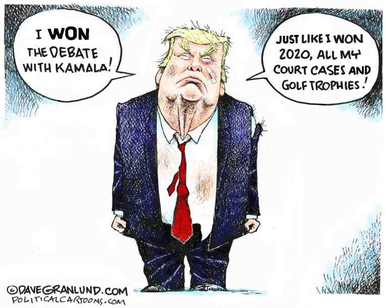 Political/Editorial Cartoon by Dave Granlund on Debate Boosted Harris