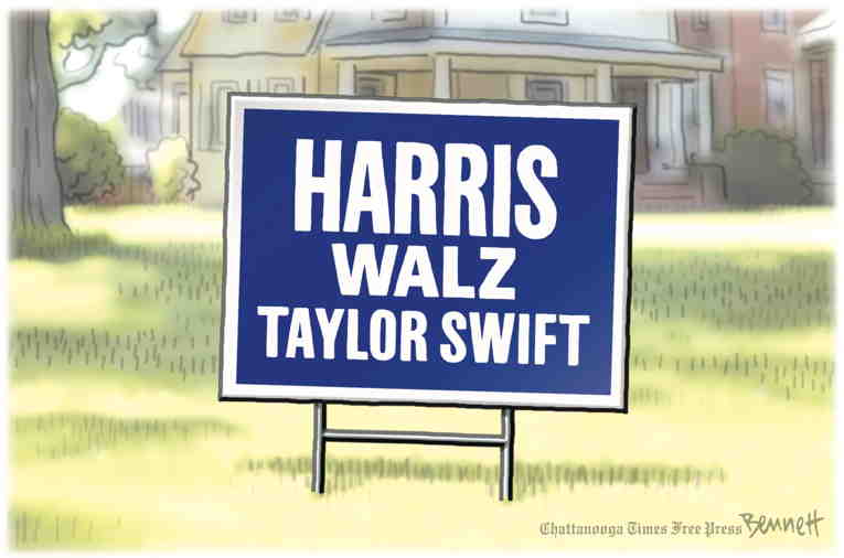 Political/Editorial Cartoon by Clay Bennett, Chattanooga Times Free Press on Trump Hates Taylor Swift