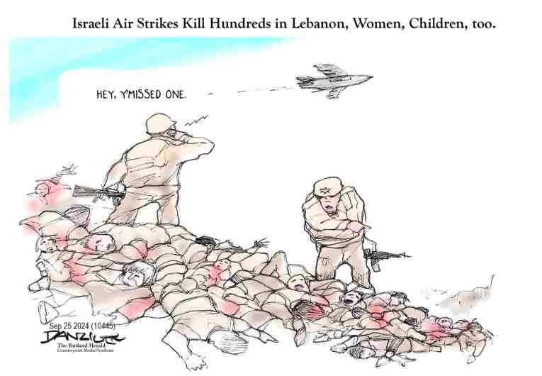 Political/Editorial Cartoon by Jeff Danziger on Israel Attacks Lebanon