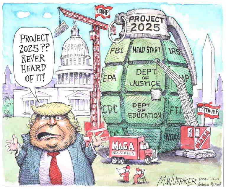 Political/Editorial Cartoon by Matt Wuerker, Politico on Trump Pumps Up Hate Campaign