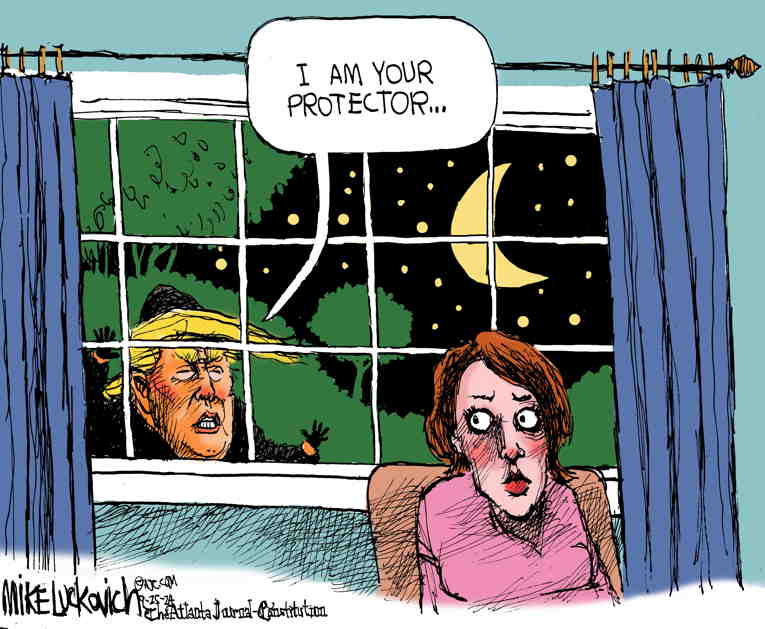 Political/Editorial Cartoon by Mike Luckovich, Atlanta Journal-Constitution on Trump Courts Women Voters