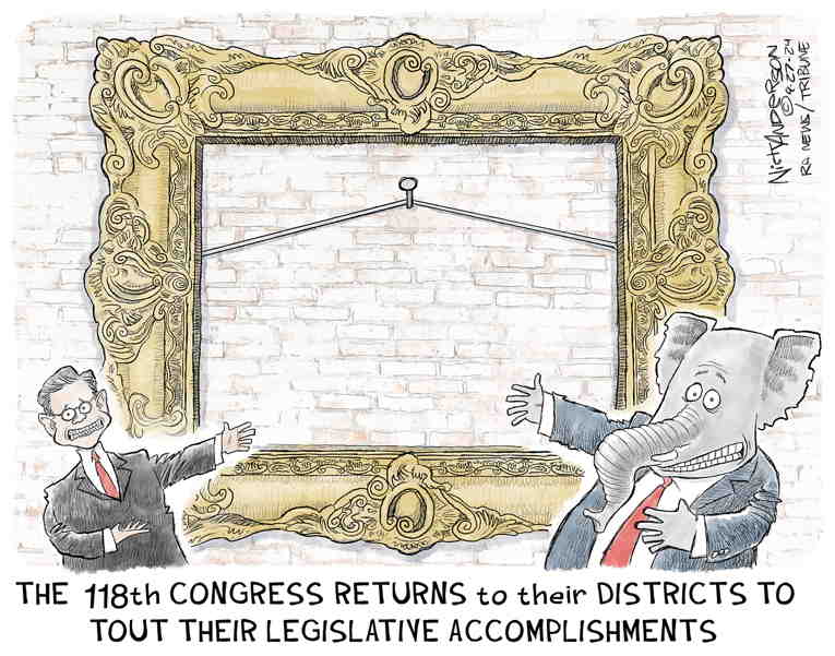 Political/Editorial Cartoon by Nick Anderson, Houston Chronicle on GOP Lauds Achievements