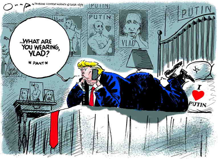 Political/Editorial Cartoon by Jack Ohman, The Oregonian on Trump Kisses Putin’s Ass