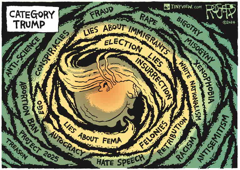 Political/Editorial Cartoon by Rob Rogers on Harris Narrowly Leads in Polls