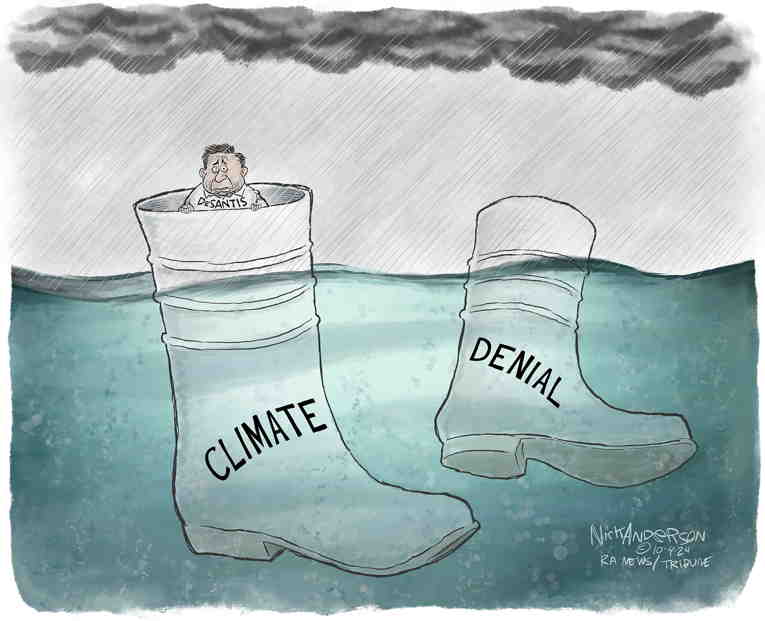 Political/Editorial Cartoon by Nick Anderson, Houston Chronicle on Republicans Deny Climate Change