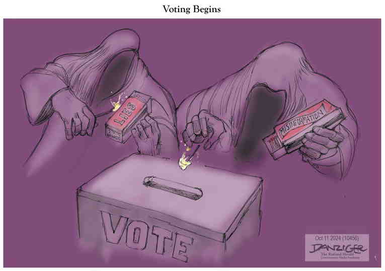 Political/Editorial Cartoon by Jeff Danziger on Voting Has Begun