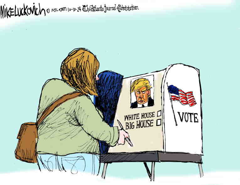 Political/Editorial Cartoon by Mike Luckovich, Atlanta Journal-Constitution on Voting Has Begun