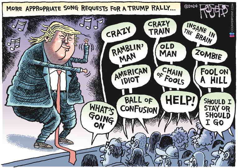 Political/Editorial Cartoon by Rob Rogers on Trump Dances