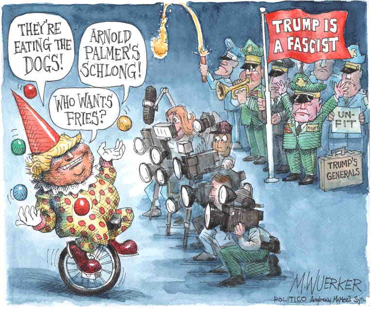 Political/Editorial Cartoon by Matt Wuerker, Politico on Trump Lauds Fascism