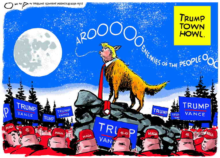 Political/Editorial Cartoon by Jack Ohman, The Oregonian on Trump Lauds Fascism