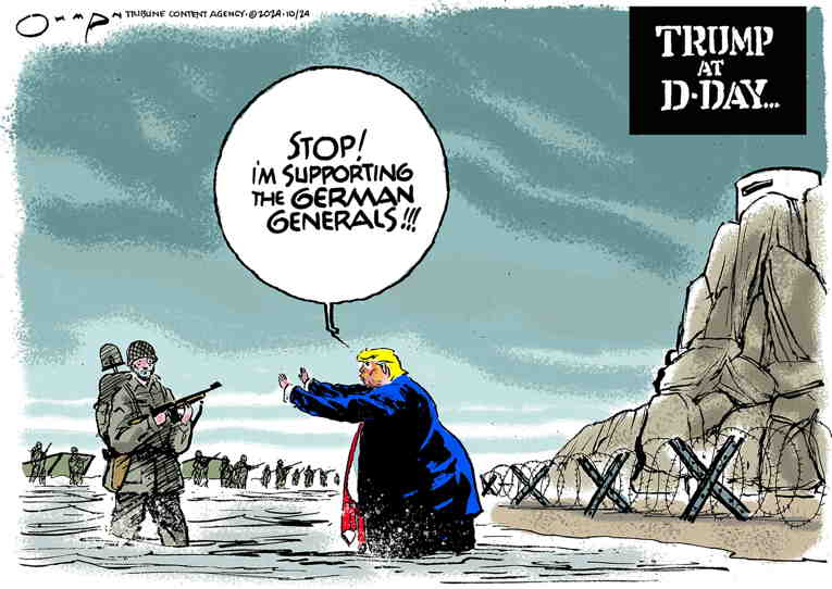 Political/Editorial Cartoon by Jack Ohman, The Oregonian on Trump Lauds Fascism