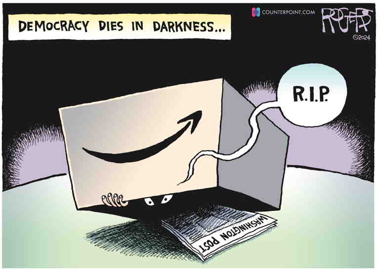 Political/Editorial Cartoon by Rob Rogers on Bezos Sells Out