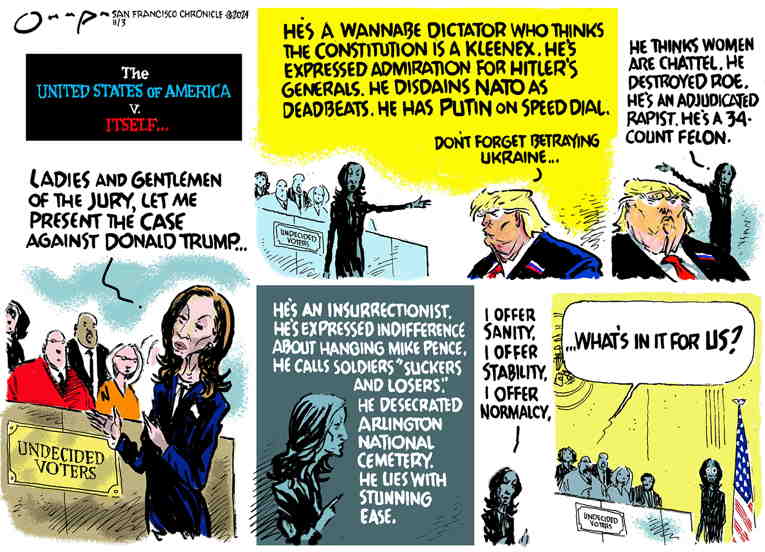 Political/Editorial Cartoon by Jack Ohman, The Oregonian on Race a “Toss-Up”