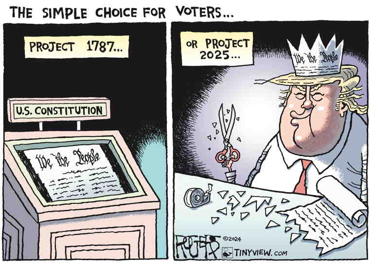 Political/Editorial Cartoon by Rob Rogers on Race a “Toss-Up”