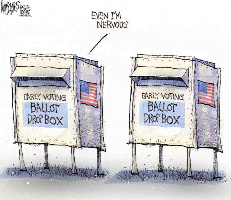 Political/Editorial Cartoon by Matt Davies, Journal News on Strong Early Voting