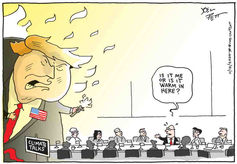 Political/Editorial Cartoon by Joel Pett, Lexington Herald-Leader, CWS/CartoonArts Intl. on World Braces for Trump 2.0