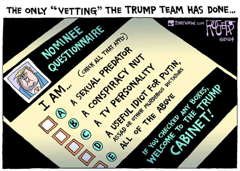 Political/Editorial Cartoon by Rob Rogers on Trump Delivers on Promises