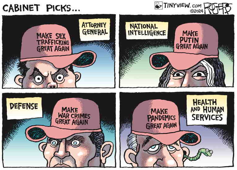 Political/Editorial Cartoon by Rob Rogers on Trump Delivers on Promises