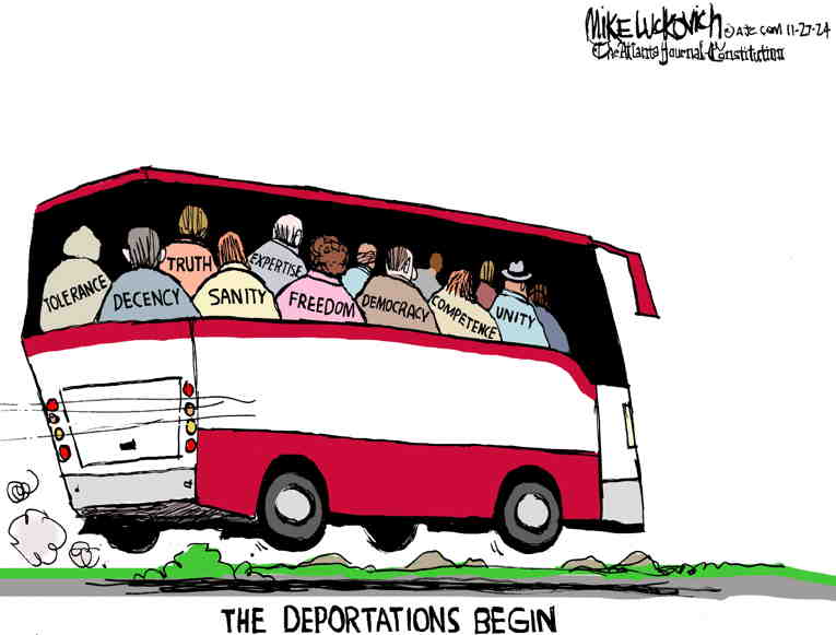 Political/Editorial Cartoon by Mike Luckovich, Atlanta Journal-Constitution on Mass Deportations Set to Begin