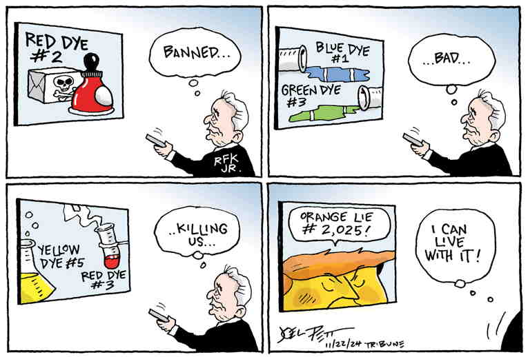 Political/Editorial Cartoon by Joel Pett, Lexington Herald-Leader, CWS/CartoonArts Intl. on RFK Jr. Sets Goals