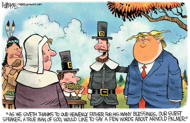 Political/Editorial Cartoon by Rick McKee, The Augusta Chronicle on America Celebrates Thanksgiving