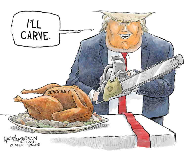 Political/Editorial Cartoon by Nick Anderson, Houston Chronicle on America Celebrates Thanksgiving