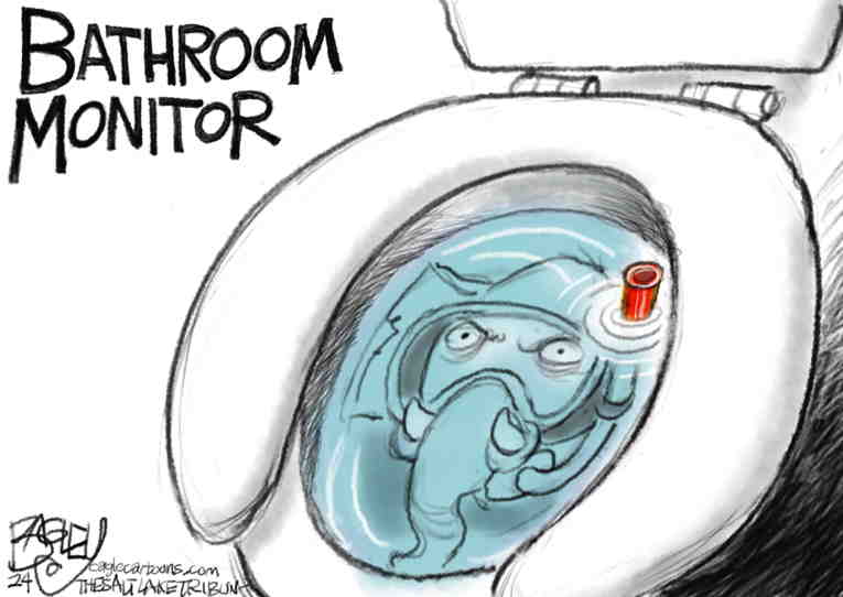 Political/Editorial Cartoon by Pat Bagley, Salt Lake Tribune on Trans War Heats Up