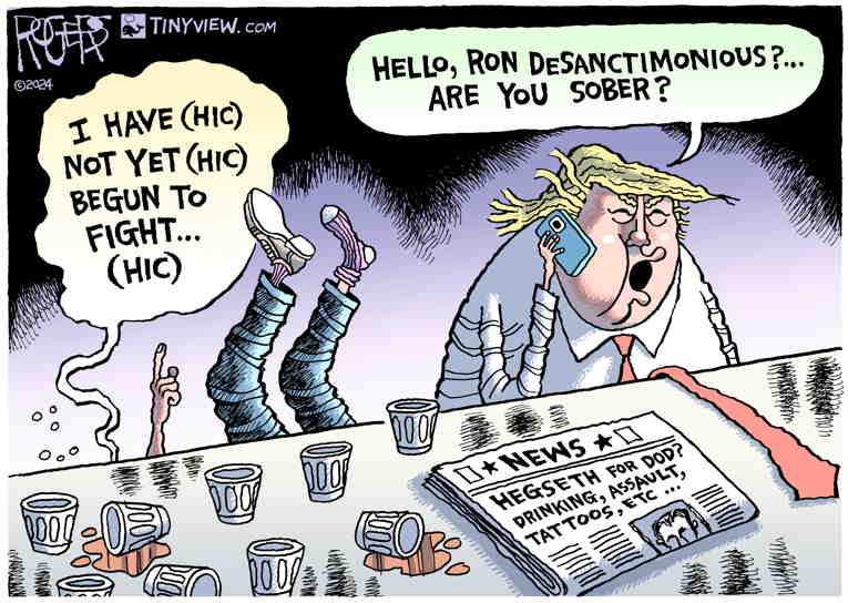 Political/Editorial Cartoon by Rob Rogers on Hegseth Under Fire