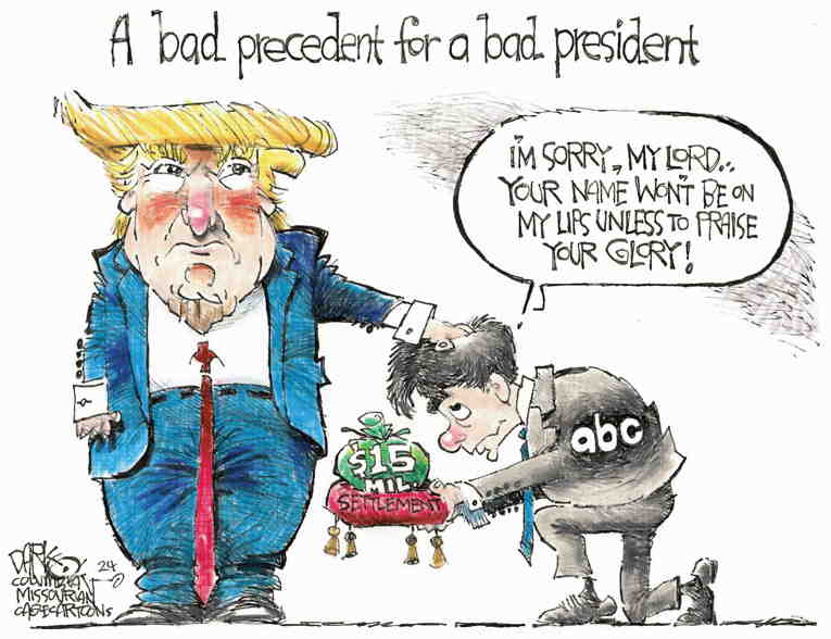 Political/Editorial Cartoon by John Darkow, Columbia Daily Tribune, Missouri on ABC Kisses the Ring