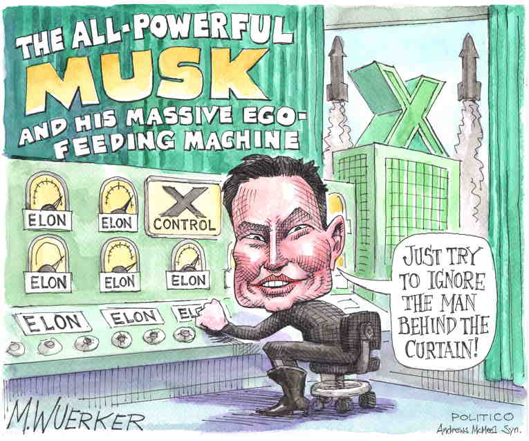 Political/Editorial Cartoon by Matt Wuerker, Politico on Musk Enjoying Political Power