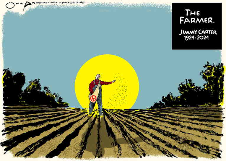 Political/Editorial Cartoon by Jack Ohman, The Oregonian on Jimmy Carter Dies