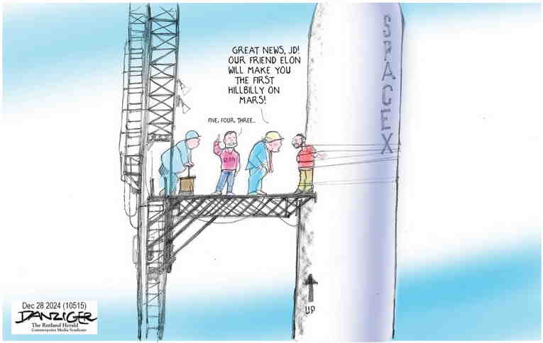 Political/Editorial Cartoon by Jeff Danziger on Musk Attacks