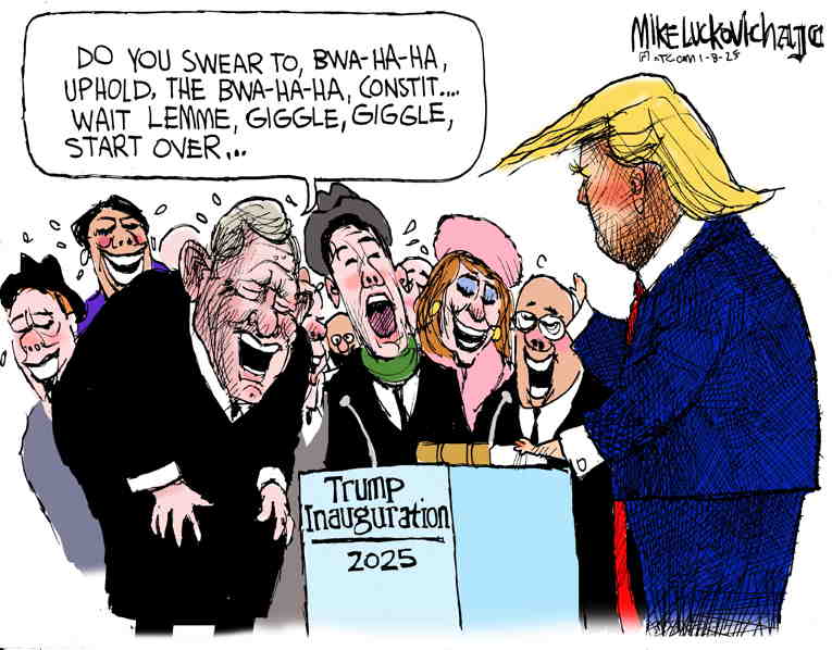 Political/Editorial Cartoon by Mike Luckovich, Atlanta Journal-Constitution on Trump Embraces Project 2025