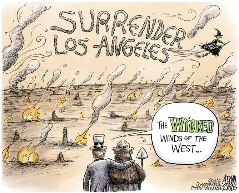 Political/Editorial Cartoon by Adam Zyglis, The Buffalo News on Fire Devastates LA